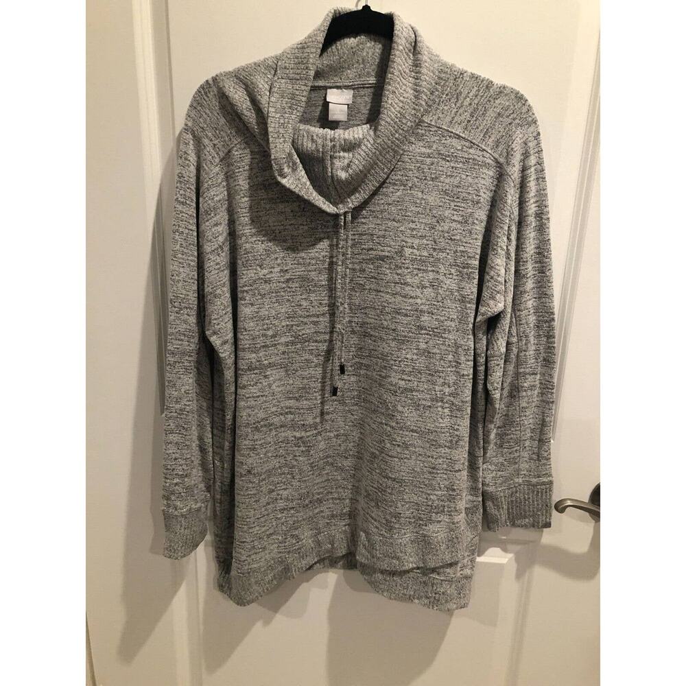 Chicos Zenergy Rib Detail Cowl Neck Sweater Size 12